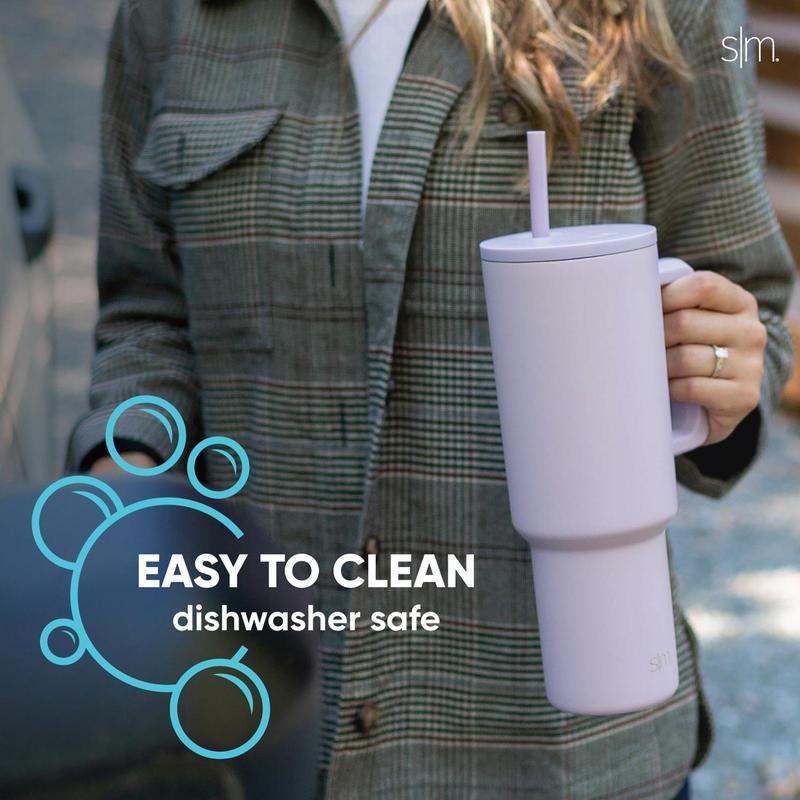 Simple Modern 40oz Trek Tumbler with Handle and Straw Lid - Vacuum Insulated Stainless Steel, Reusable, Cupholder Friendly