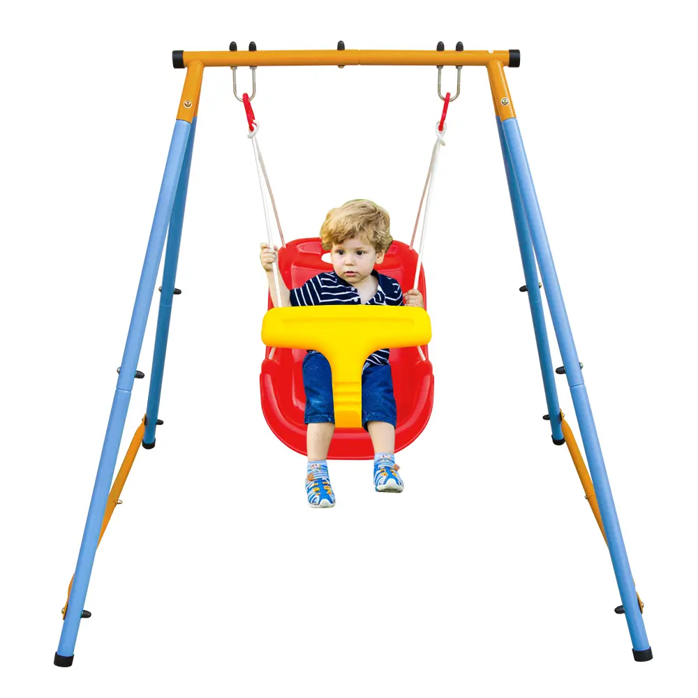 Metal Swing Set with Safety Belt – Toddler Indoor & Outdoor Playground Swing for Ages 9 Months to 3 Years, Perfect Playset for Backyard or Indoor Fun Play Equipment