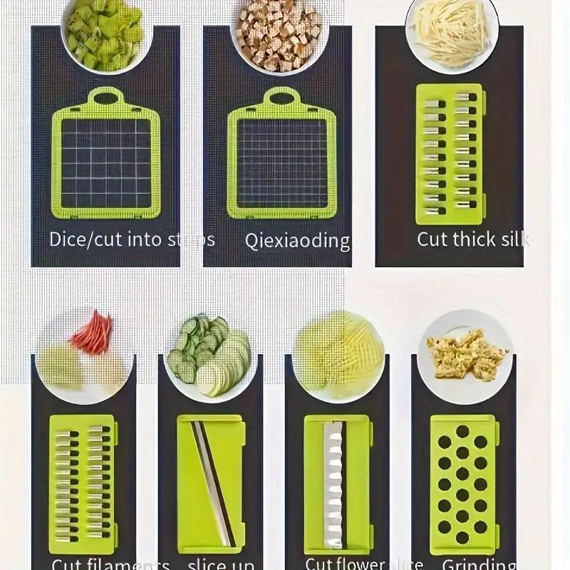 14 in 1 Multifunctional Vegetable Chopper, Durable Vegetable Slicer, Garlic Chopper, Onion Potato Grater, Vegetable Cutting Machine, Kitchen Accessories, Kitchen Gadget