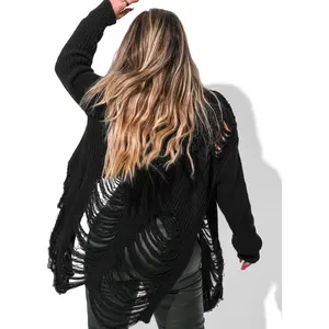 FINAL SALE: SHREDDED SIDE SLIT CARDIGAN FINAL SALE: SHREDDED SIDE SLIT CARDIGAN