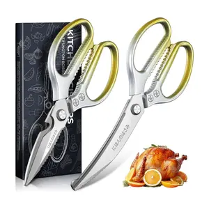 TIJERAS Kitchen Scissors Set Gold - Kitchen Shear, Sharp Meat Scissors, Heavy Duty Poultry Shears, Cooking Scissor for Food, Chicken, and Turkey, Christmas Gifts for Men Women