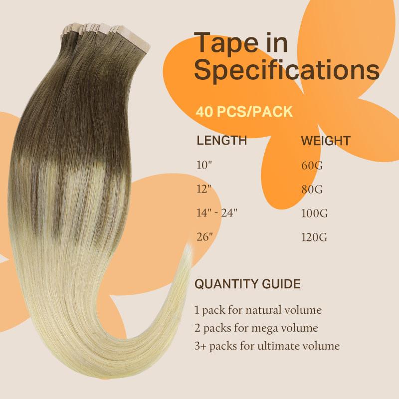 Doores Tape in 10-28'' length Remy Human Hair Extensions Natural Straight