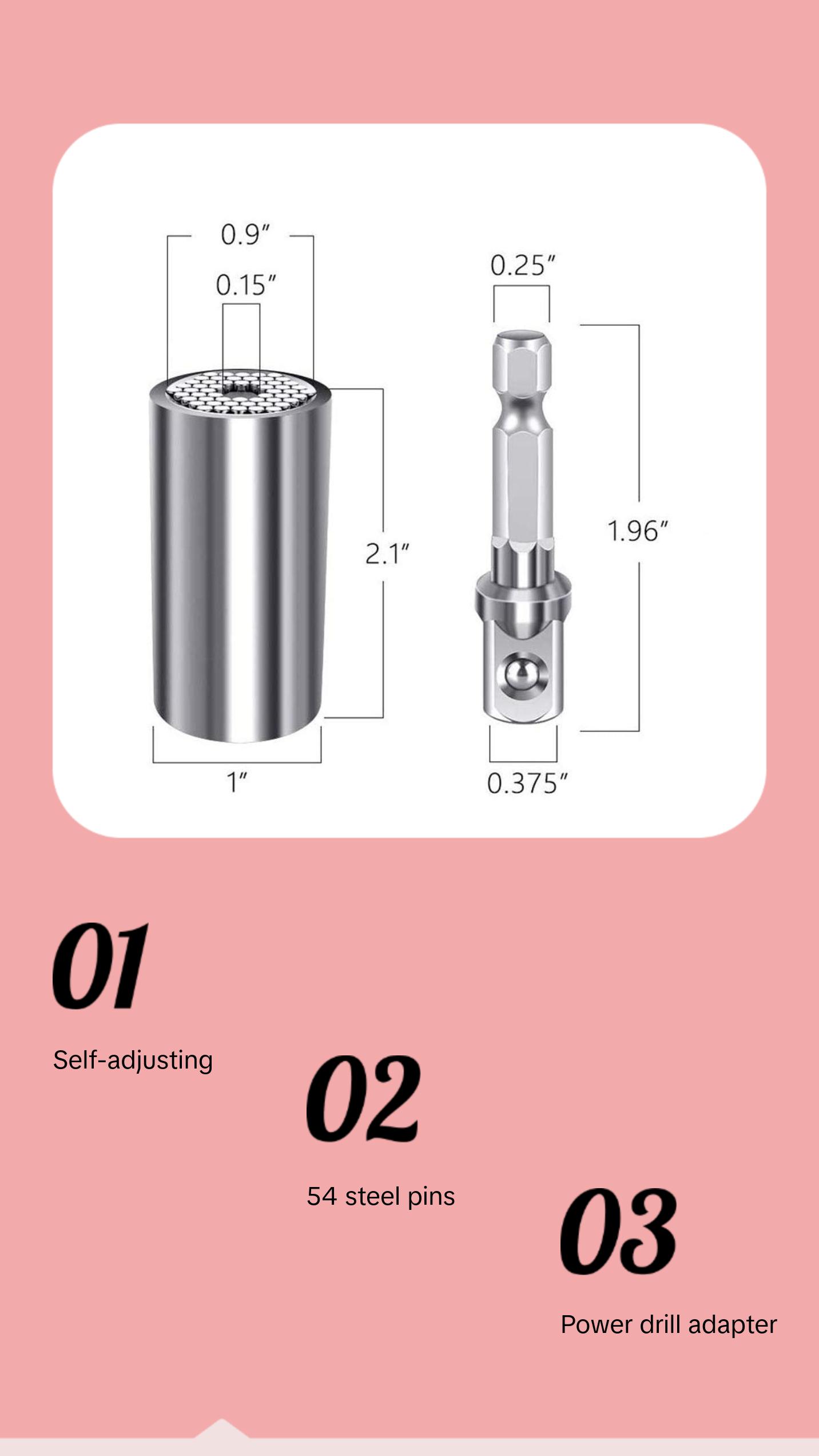 Multi-Function/Self Adjusting/Multi Size/Universal Socket Tools Set With Adapter