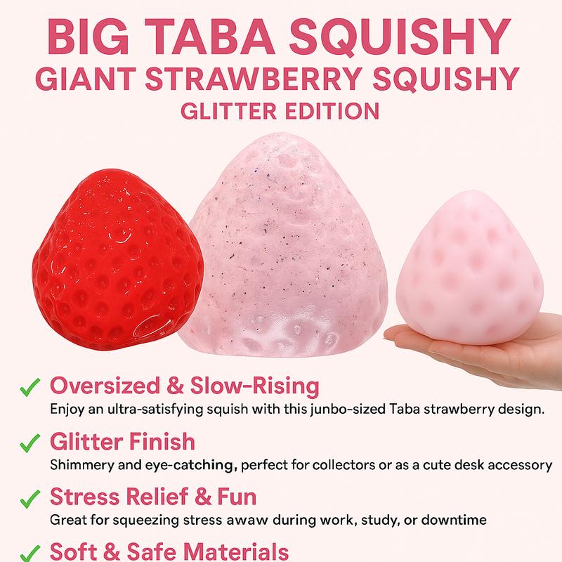 3 Pcs Big Taba Squishy Strawberry Kawaii Super Soft Stress Relief Fidget Toys for Kids & Adults Fun Relaxing Toy