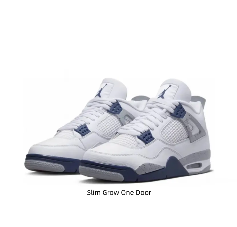 Premium Smooth White Leather Upper Speckled Grey Overlay Dark Blue Outsole Shock Absorbing Sport Footwear