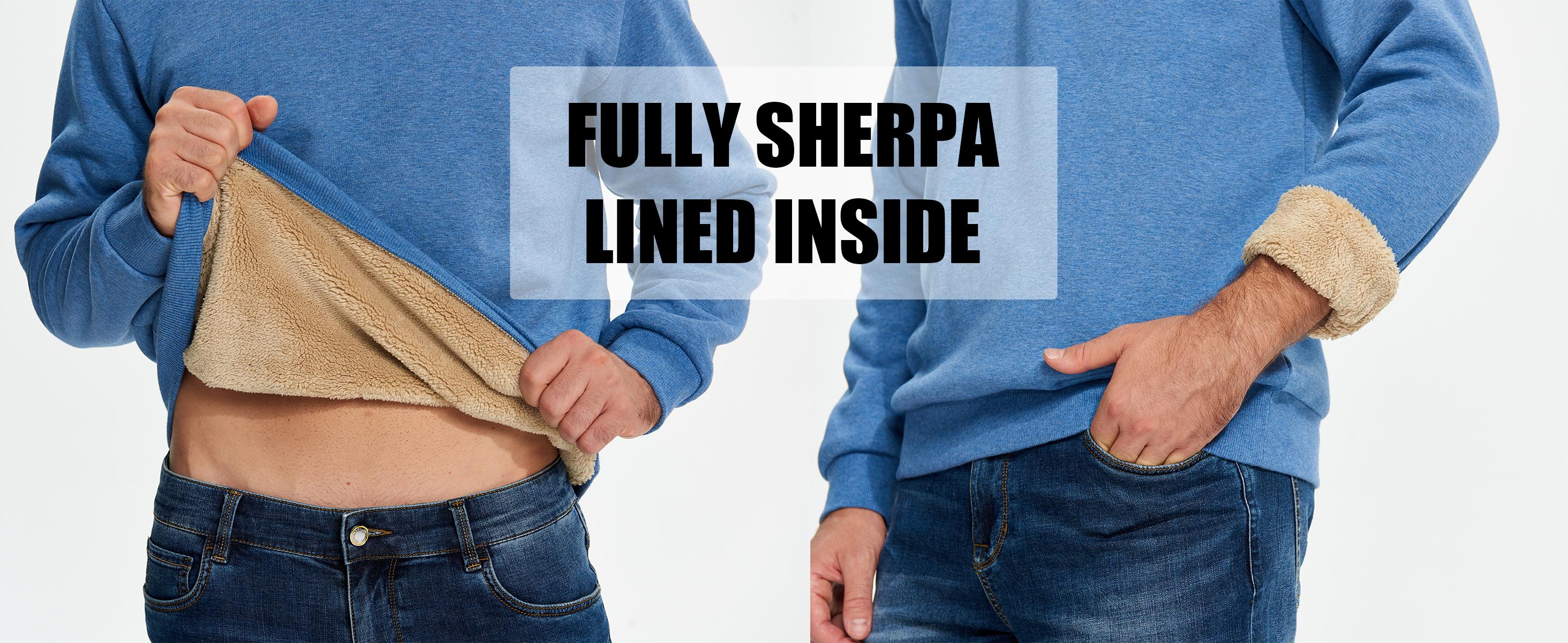 MAGCOMSEN Men's Sherpa Lined Sweatshirts Fleece Pullover Basic Tops Warm Crewneck Spring Winter Sweatshirt Fallfreshness Outdoorfun