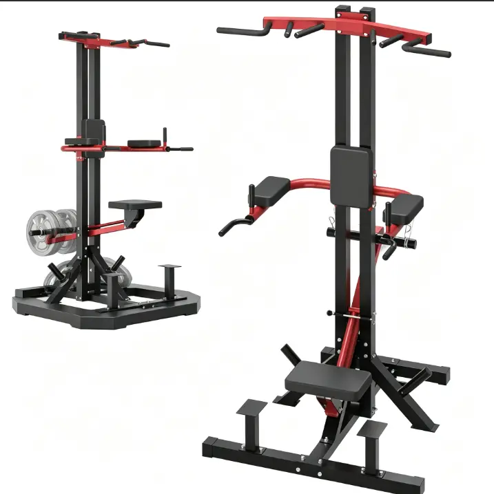 【2 Package Shipping】AECOJOY Assisted Dip and Pull Up Station, 1:1 Lever Counterweight Power Tower with Multi-Function Dip Grips and Band Pegs, Strength Training Equipment for Home Gym