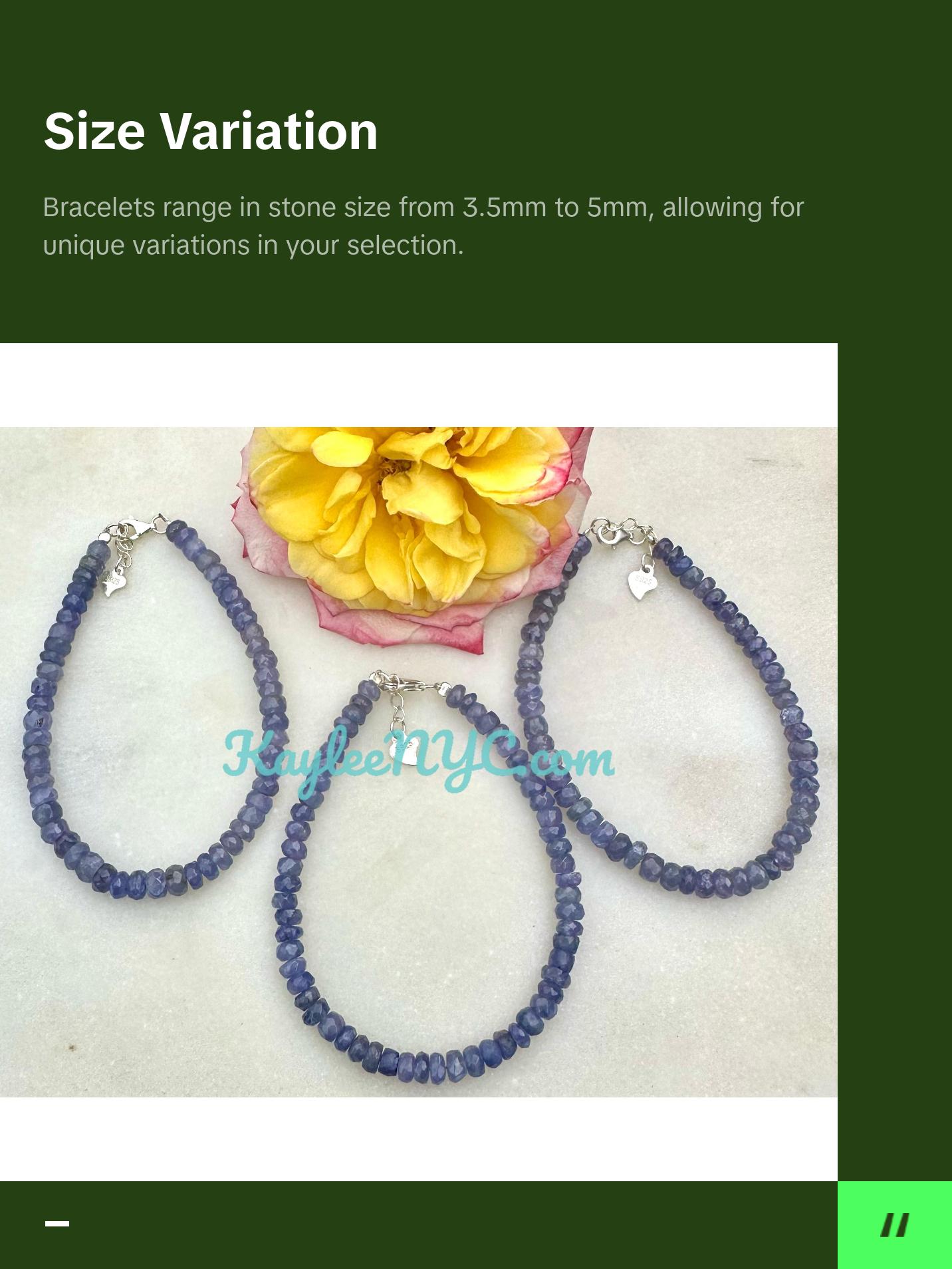 Wholesale 3 Pcs Natural Tanzanite Bracelet with 925 Sterling Silver Clasp 3.5-5mm