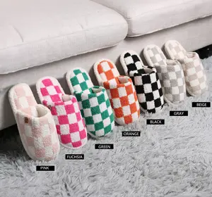 ComfyLuxe Checkered Pattern Luxury Soft Slippers Slide Footwear