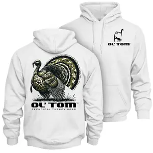 Ol' Tom Turkey Hunting Hoodie – Strutting Wild Turkey Gobbler Vintage Back Graphic, Technical Turkey Gear Apparel for Turkey Hunters, Outdoor Spring Gobbler Hunting Lifestyle Hoodie