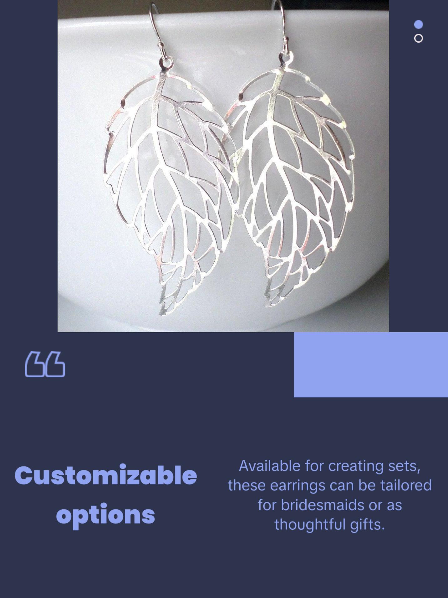 Silver Leaf Earrings - Dangle Leaf Earrings - Sterling Silver Leaf Earrings - Fall Jewelry - Christmas Gifts - Long Earrings