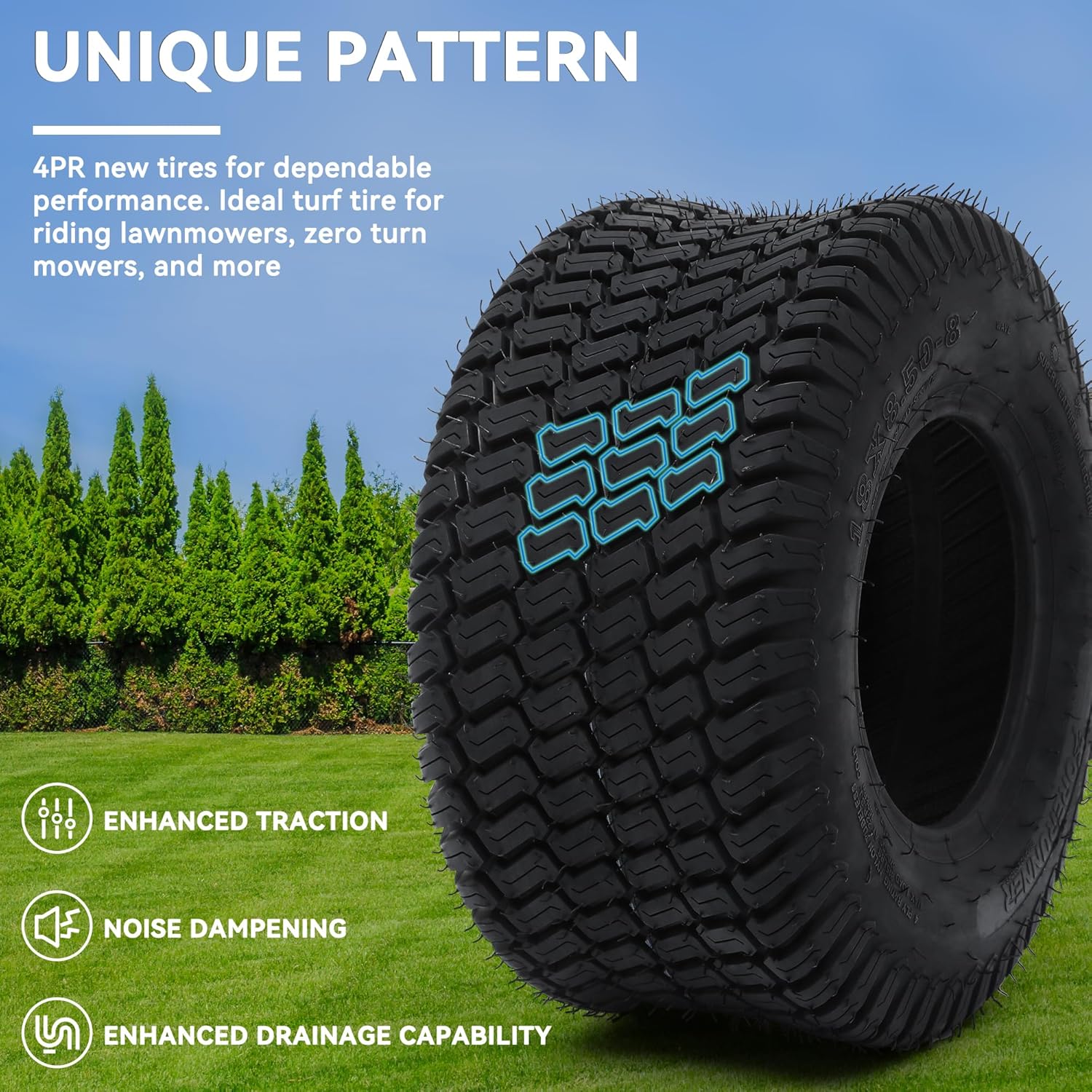 YITAMOTOR 18x8.5-8 Lawn Mower Tires, Suitable for Lawnmowers, Motorcycles, Garden Tractors, Golf Carts, and Farm Equipment, 4Ply, Set of 2 YITAMOTOR 18x8.5-8 Lawn Mower Tires, Suitable for Lawnmowers, Motorcycles, Garden Tractors, Golf Carts, and Farm Equipment, 4Ply, Set of 2