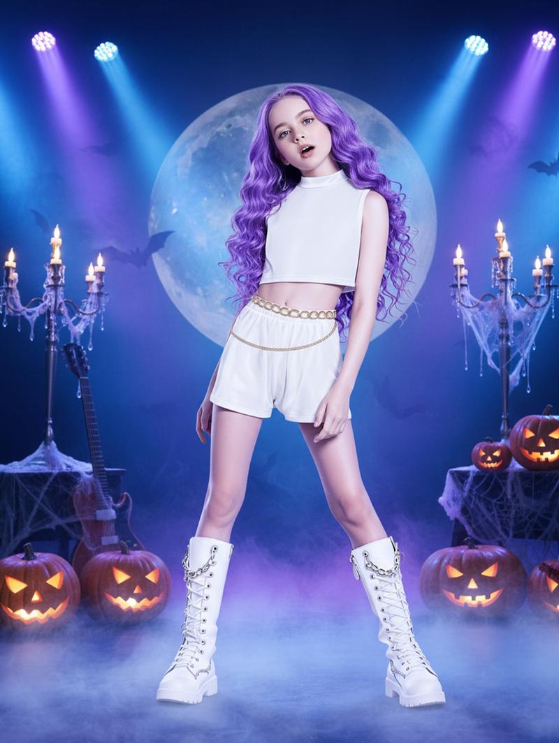 Kpop Demon Hunters Costume Rumi, Halloween Party, K-Pop Demon Hunters Costume Rumi Mira Zoey Outfit Cosplay Accessories, K-Pop Girls Cool Short Sleeve Crop Top Skirt Set, Mira Role Play Costume