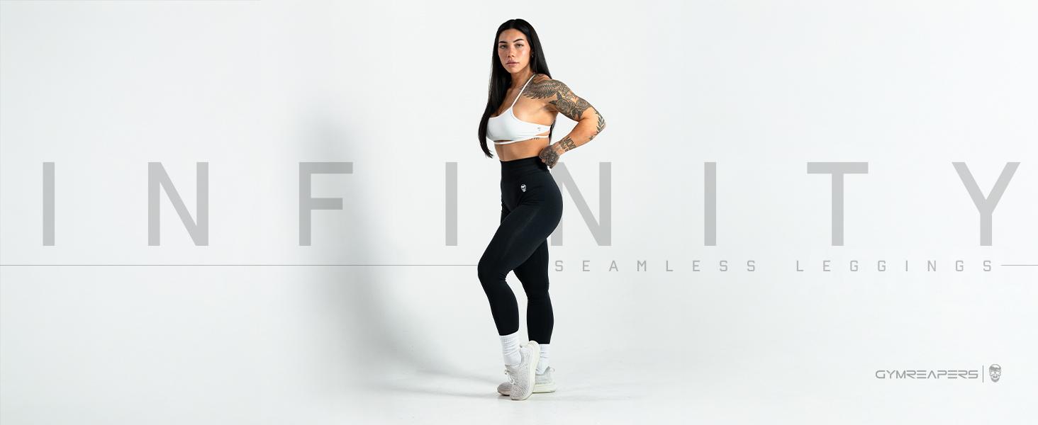 Gymreapers Infinity Seamless Workout Gym Leggings Ultra Comfortable Moisture Wicking Four Way Stretch Fit Back Scrunch Leggings for Women Activewear Skinny Yoga Bottoms High Waist