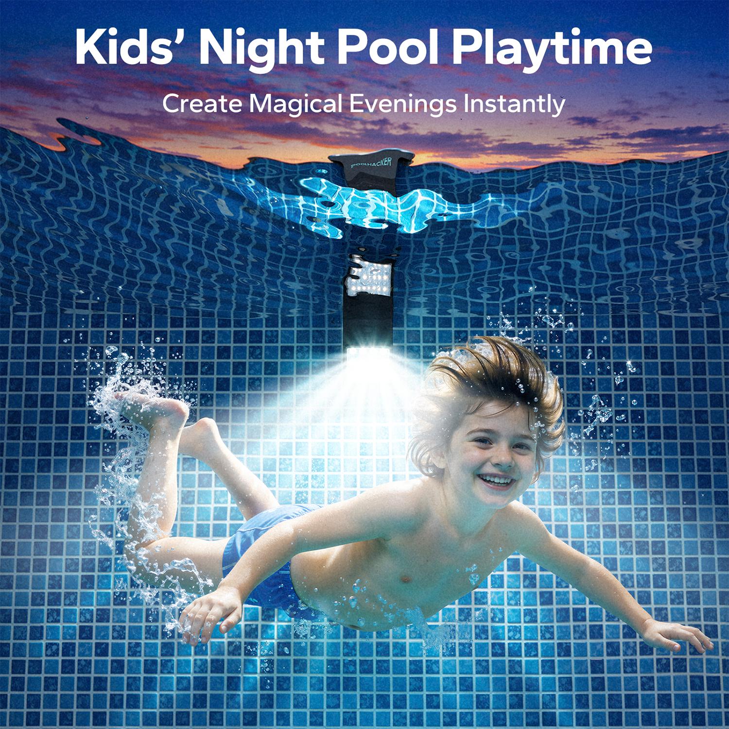 Poolhacker Poolside Solar light, for Inground & Above Ground Pool,Submersible Pool Lights with Remote, Waterproof Design (Black, 1 Pack)Decorative  Lighting