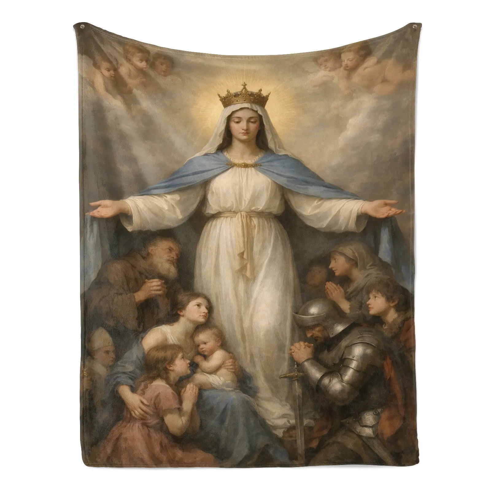 Blessed Virgin Mary Renaissance Catholic Gift Soft Cozy Flannel Blanket - Religious Oil Painting Print Plush Throw, Warm Fuzzy Bedroom Sofa Blanket, Perfect Faith Gift for Catholic Christian Women Mom Grandma Home Decor         TK？ ？, Mother's Day Gifts,