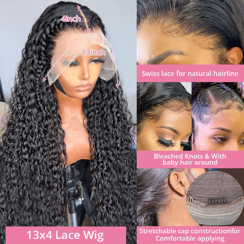 Bling Hair 180% Density Deep Wave 13x6 HD Lace Frontal Wig 30 32 Inch Transparent 13x4 Deep Wave Lace Frontal Human Hair Wigs For Women Preplucked Hair