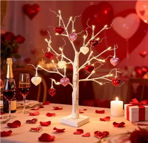 HipTree Mini Valentines Day Christmas TreeOrnaments Decorations,20ct 1.18 Inch PinkRed White Heart Shaped Ornaments Set forTree,Baubles for Valentine's Day, Christmas,Wedding & Anniversary Party