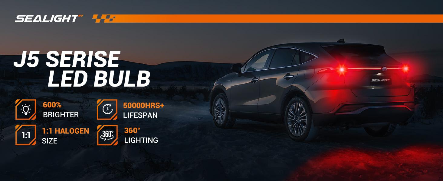 SEALIGHT 7443 7440 LED Bulb Red Brake Lights, T20 7441 7444 992 W, Projector Replacement, Pack of 2 for Tail Stop Parking and Enhanced Visibility