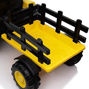 【GARVEE】12V Remote Control Tractor for Kids with 7 LED Lights, Safety Belt, Dual 35W Motors, Trailer, Horn, Music, USB Connectivity, Available in Blue, Green, Red, and Pink