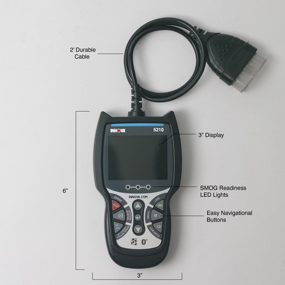 INNOVA 5210 OBD2 Diagnostic Tool - Live Data, System Scans, Smog Check Readiness, Automotive, Reader, Codes (Tester, Car, Vehicle)