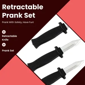 "3pcs Retractable Knife Invisible Blade Prank Set | Fake Dagger Joke Props for Magic, Halloween & Party Spoofs | Funny Gag Toy for Friends & Prank Lovers | Safe Trick Fun | Valentine’s Day Countdown – Make Them Laugh & Spread the Love!"