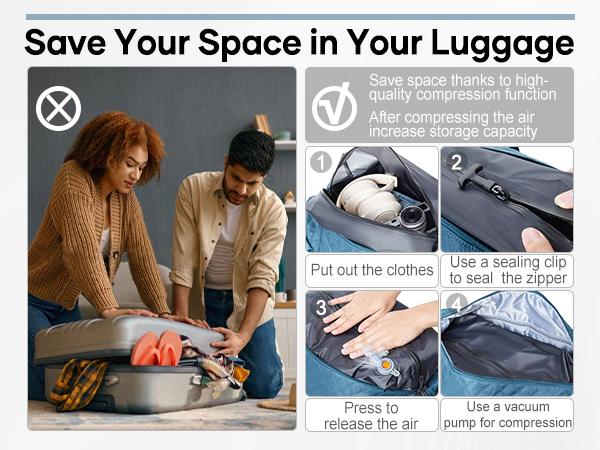 Vacuum Travel Bag with Pump Carry On Travel Bag for Women Fashion Mochilas para Mujer Capacity Expansion