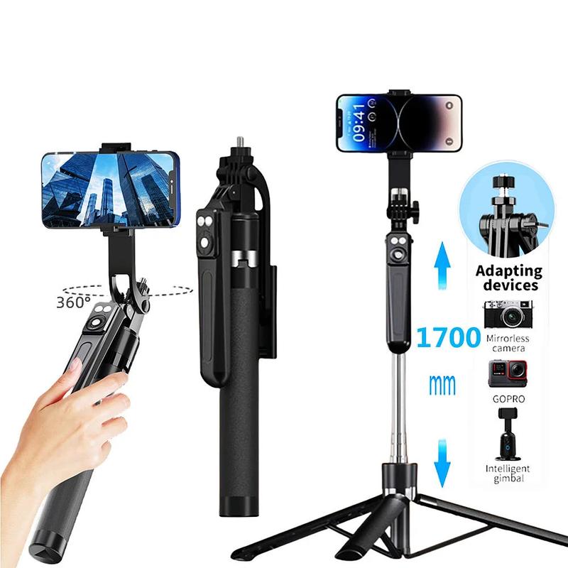 MEUYAG 170cm 360° rotation Selfie Stick with Wireless Bluetooth Extended Tripod with Remote Shutter for Android ios smartphone