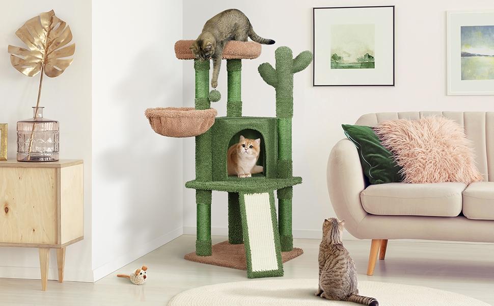 Yaheetech 23.5″ H 2-Level Christmas Cat Tree Tower Condo with Wide Perch and Scratching Posts Cat Pet Climbing Tower, Cat House Activity Center Furniture for Kittens, Cats and Pets