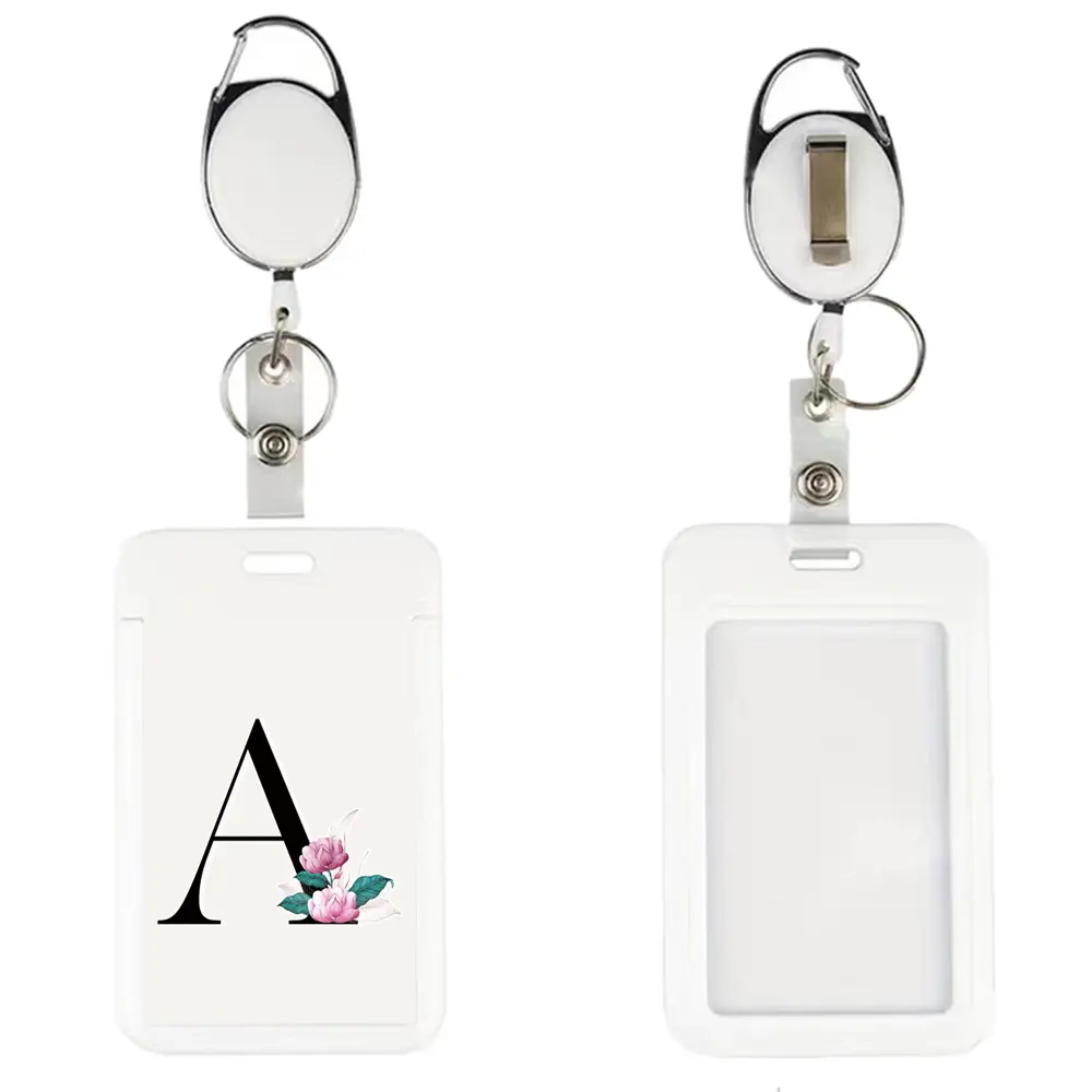 Plastic Card Set Simple ID Badge Clip, Keychain Clip, Dustproof Waterproof Durable, Lanyard Identity Badge Holder, Marble Design