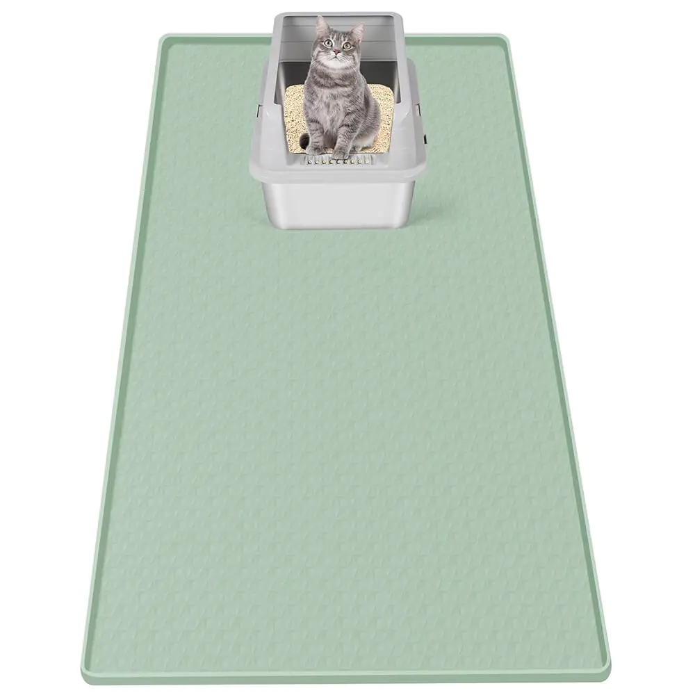 Cat Litter Mat, Extra Large 51" x 25.6" Silicone Mat Litter Trapping Mat for Scatter Control, Soft on Kitty Paws, Easy to Clean
