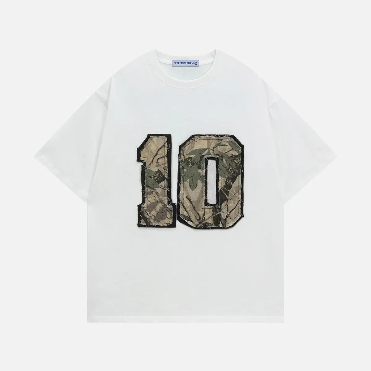 Aelfric Eden Camo 10 Patch Oversized Tee Camouflage Number Graphic Unisex Streetwear Casual T Shirt, Round Neck, Print, Top, T Shirts, Vibe, Classic, Shortsleeve, Women's Tops, Tops For Women, Good Graphic Tees,back to school,back to school shopping