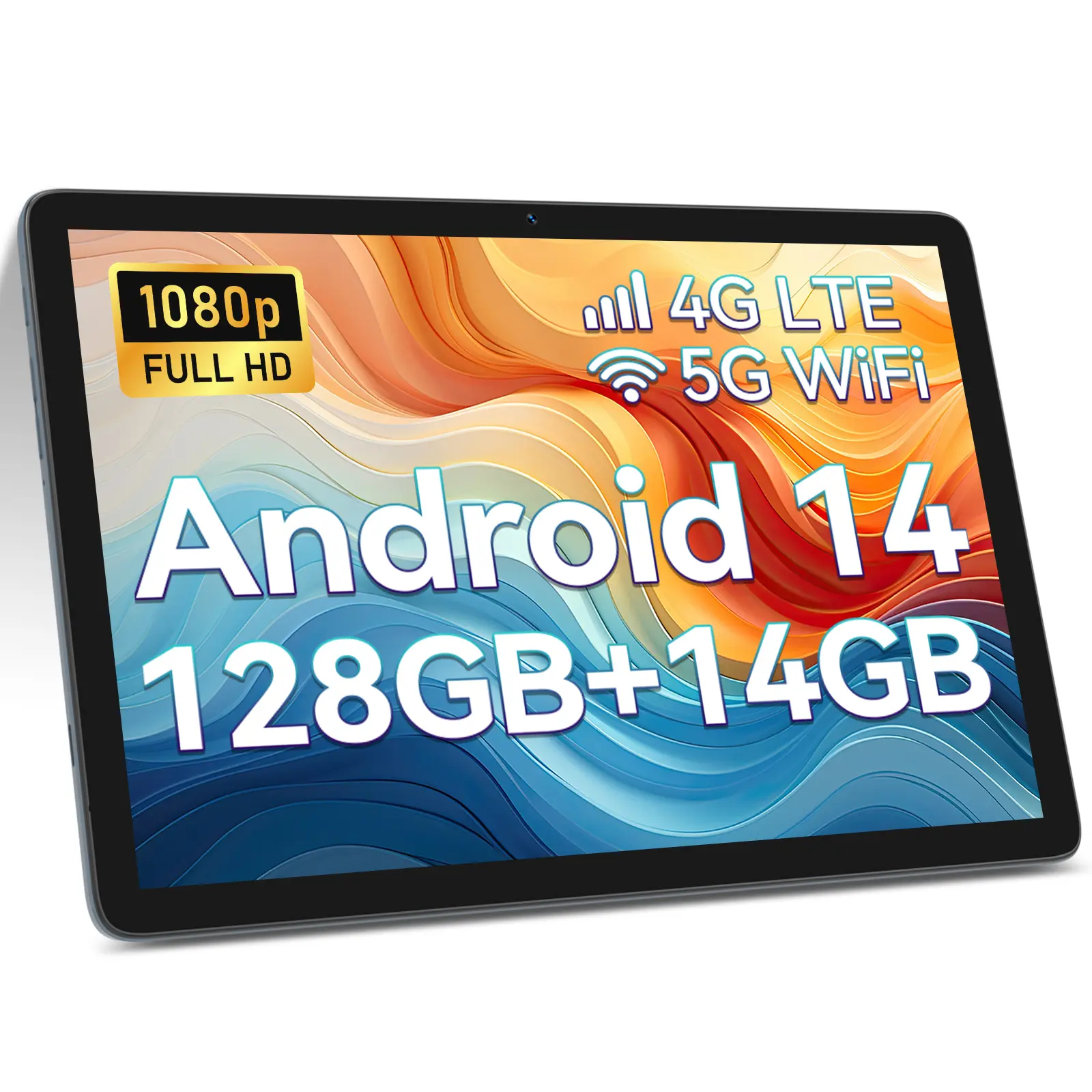 2026 New 10.1-inch Android 14 Tablet with Keyboard & Mouse, 14GB+128GB, Spreadtrum T606 CPU, 7000mAh, 2 Speakers, 5G WiFi+4G LTE, Dual 13MP Cameras, GPS, 3.5mm Headphone Jack, Dual Band Wi-Fi Tablet, Black Friday Deal Christmas Gift, Dual Band Wi-Fi Table