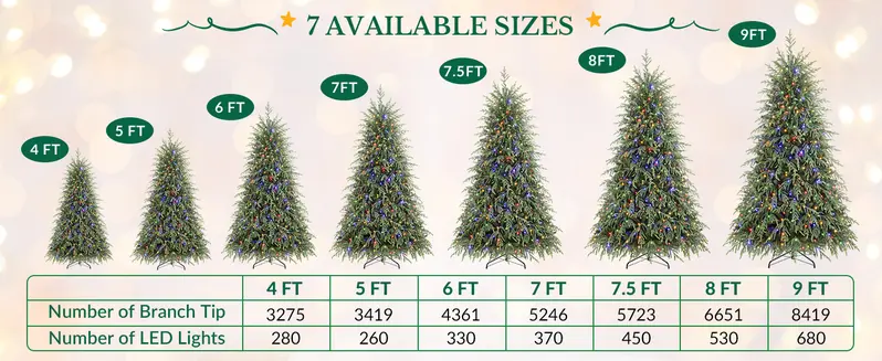Pre-Lit Norfolk Pine Christmas Tree, 5/6/7.5/8FT Artificial Christmas Tree with Warm White & Multicolor LED Lights, Remote Control, Hinged PE & PVC Branches, Holiday Home Decor