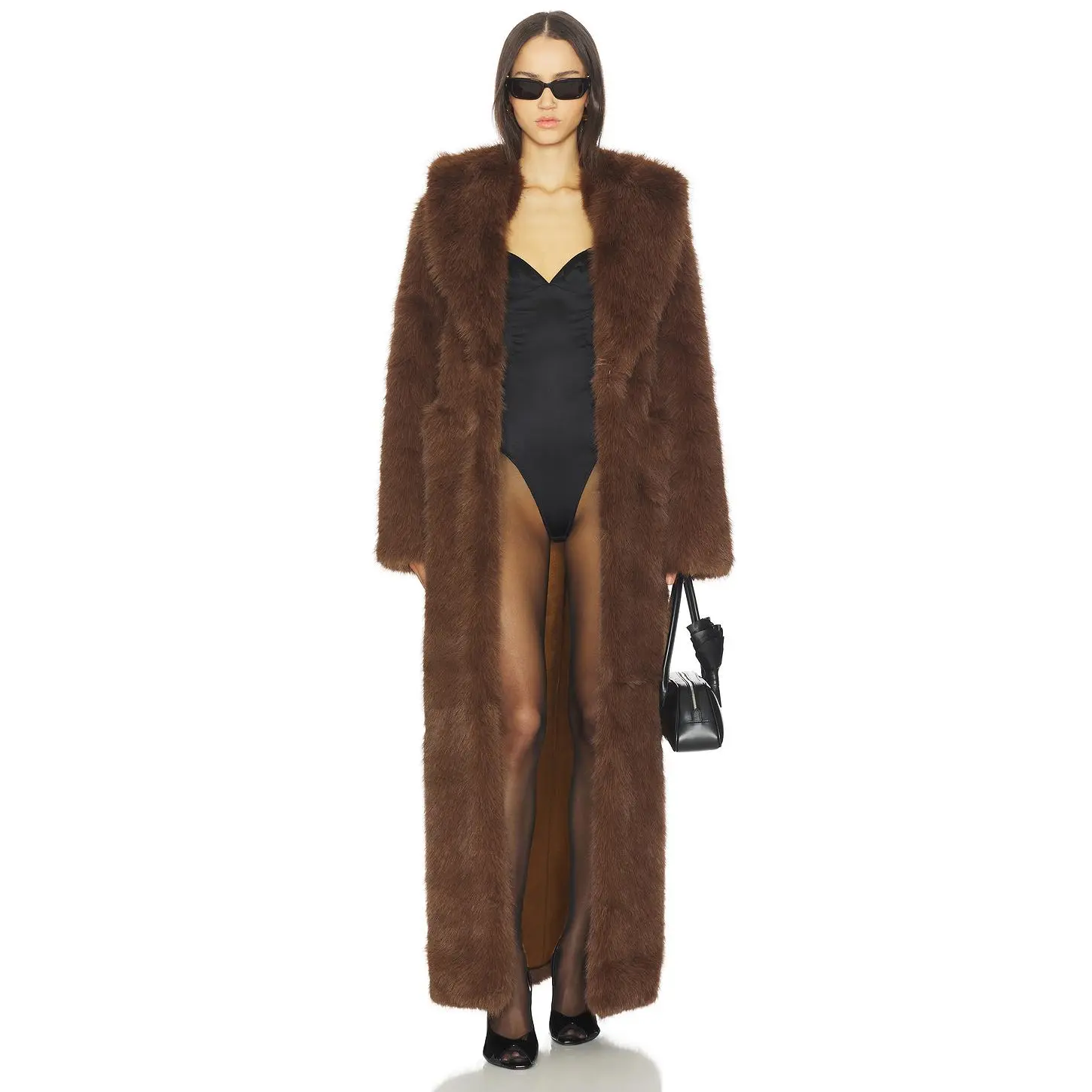 Lovers and Friends Vincent Faux Fur Coat in Golden Brown