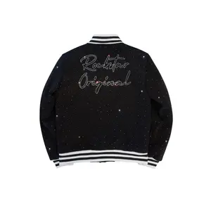 Alonza Black Rhinestone Varsity Jacket