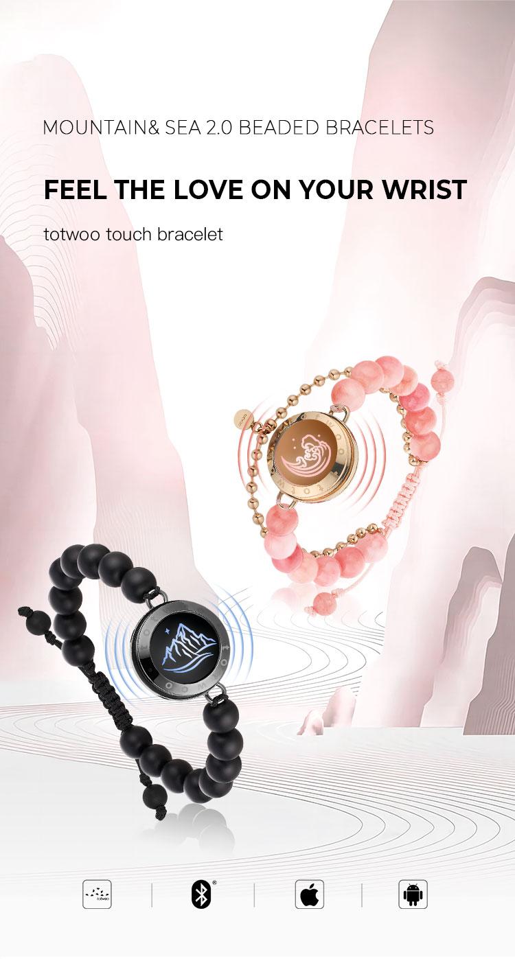 Totwoo Magic Smart Jewelry Long Distance Touch Bracelets with Matching Beads Functional Love Connect Gift for Boyfriend Girlfriend or Family