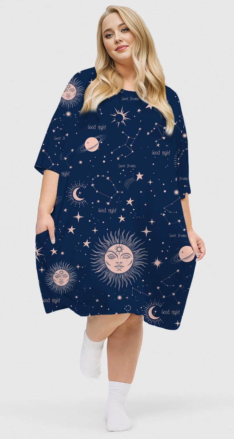 KFUBUO Plus Size Nightgowns for Women Oversized Sleep Shirts Bamboo Viscose Sleep Tee Short Sleeves Print Sleepwear With Pocket Comfortable Cute Fits S-5XL Pajamas Loungewear Soft Stretchy KFUBUO Plus Size Nightgowns for Women Oversized Sleep Shirts Bamboo Viscose Sleep Tee Short Sleeves Print Sleepwear With Pocket Comfortable Cute Fits S-5XL Pajamas Loungewear Soft Stretchy