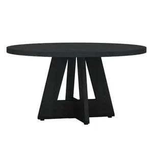 Round Dining Table Black Wood Finish