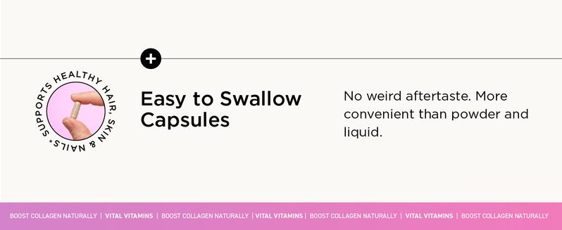 Vegan Collagen Booster - Plant-Based Collagen Supplements - Supports Hair, Skin, Nails & Joints - with Hyaluronic Acid - 60 Capsules
