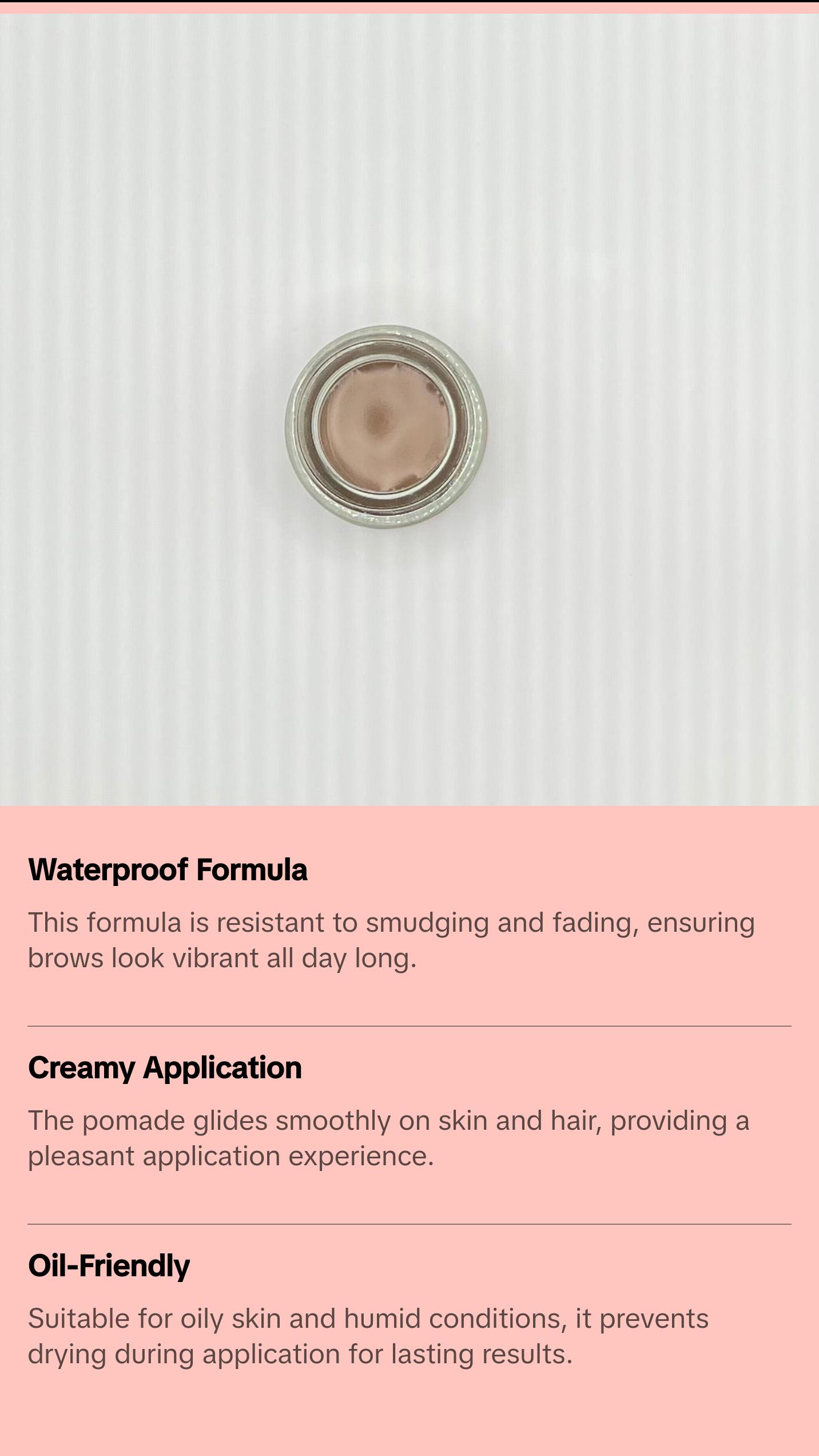 Cosmetic Soft Brown Brow Pomade - Waterproof Makeup in Pink Squeeze Tube and Container