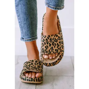 Leopard Cloud Slides Thick Flat Slides Shoes