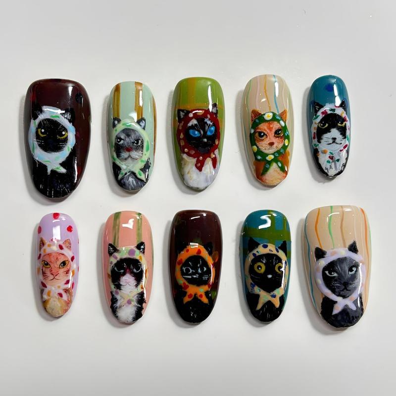 Handmade Y2K Grunge Press On Nails | Silver Cross, Star, French Tip | Medium Square For Emo Baddie Vibes