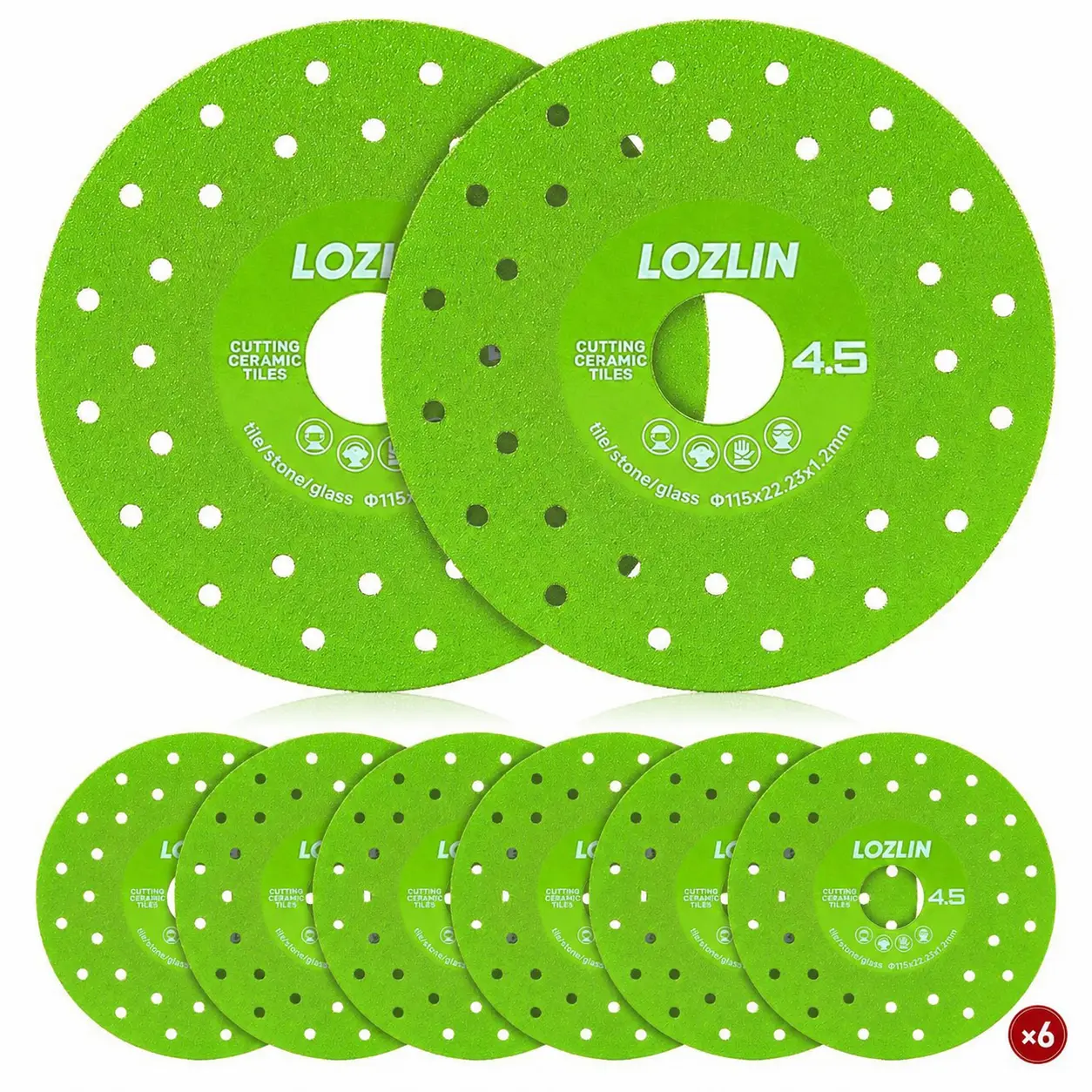 LOZLIN 3PCS/6PCS 4-1/2inch Tile Cutting Disc for Angle Grinder Glass Ceramic Marble Diamond Cutting Blade Disc for Grinding Blades Precision Jade