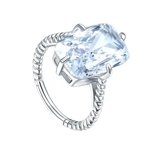 8.5 Ct Elongated Cushion Cut Diamond Option Solitaire Engagement Ring with Twisted Band