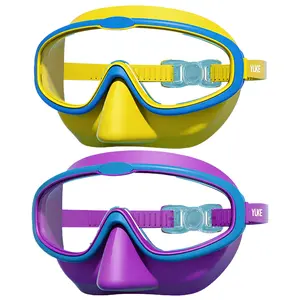 2 Pack Swim Goggles，Goggles with Nose Cover，Wide View Anti-Fog Leakproof Swimming Glasses Electromagnetic Storm for Boys Girls