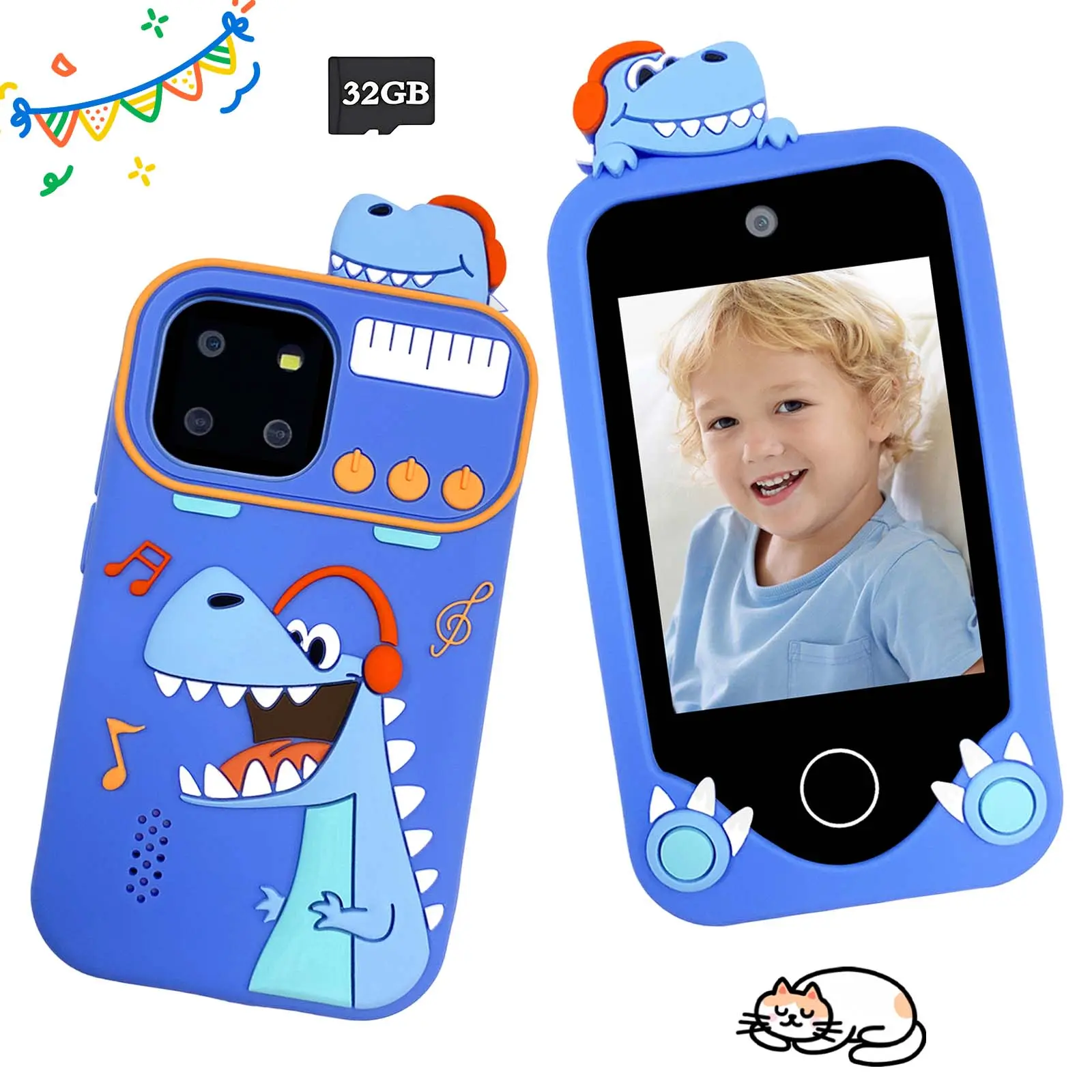 Educational Digital Smartphone Toy for Kids, Kindergarten Boy, 2.8-Inch Touchscreen Dinosaur Phone with Games, Ideal Christmas & Birthday Gift for Boys & Girls
