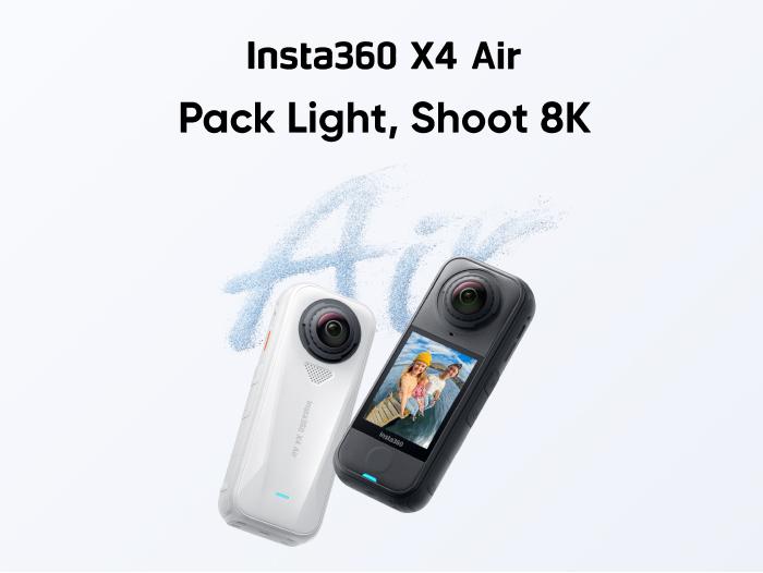 Insta360 X4 Air - Lightweight 165g 8K 360 Camera, Invisible Selfie Stick Effect, Replaceable Lenses, Shoot First & Frame Later, Built-in Wind Guard, FlowState Stabilization, AI-Powered App