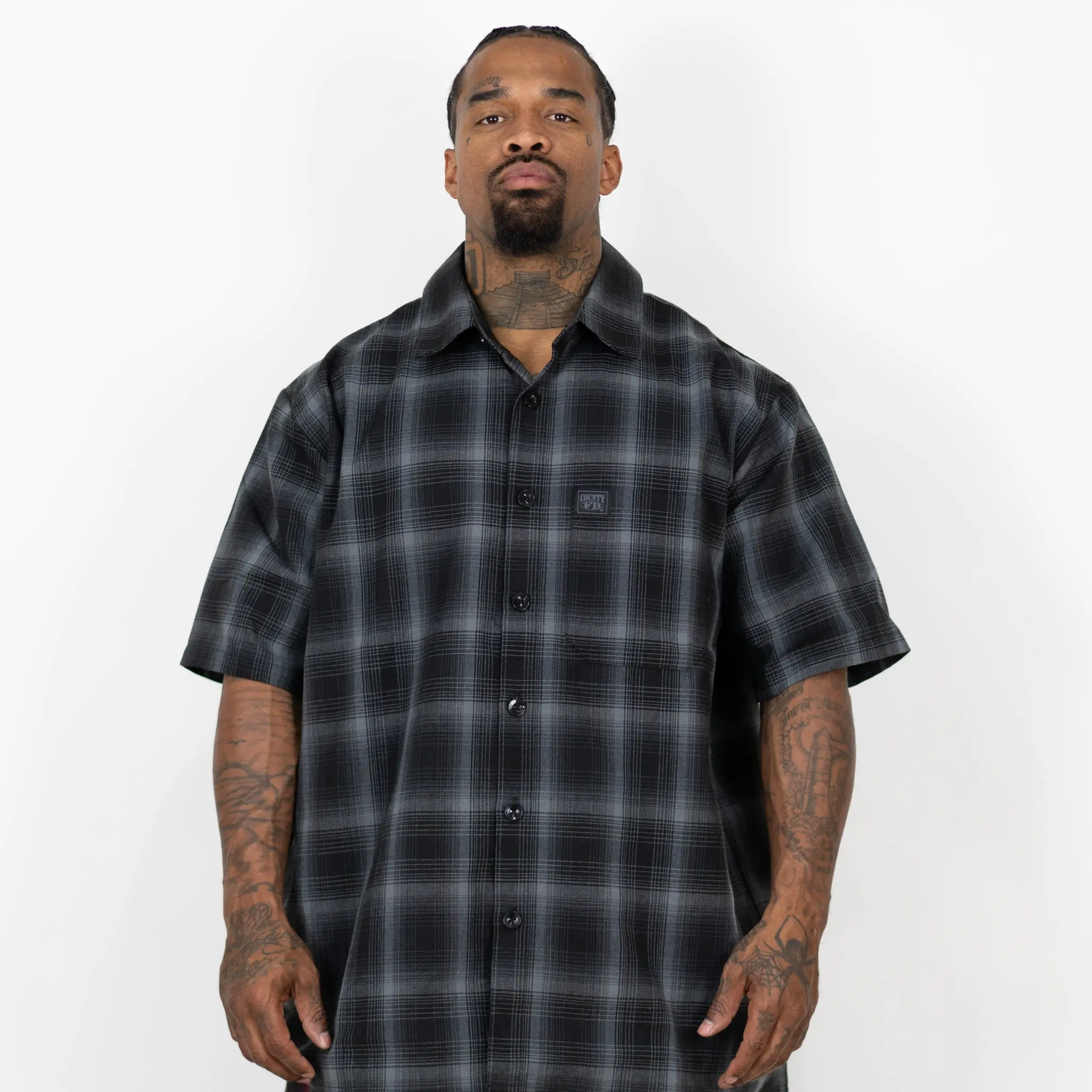 FB County Short Sleeve Checker Flannel Shirt Plaid Casual