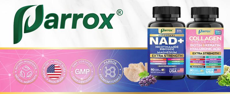 Forever Young Set - PARROX NAD+ & Collagen Healthcare & Dietary Supplement Combo for Extra Skin Aging Support, Hair Health, & Overall Wellness - Made in USA
